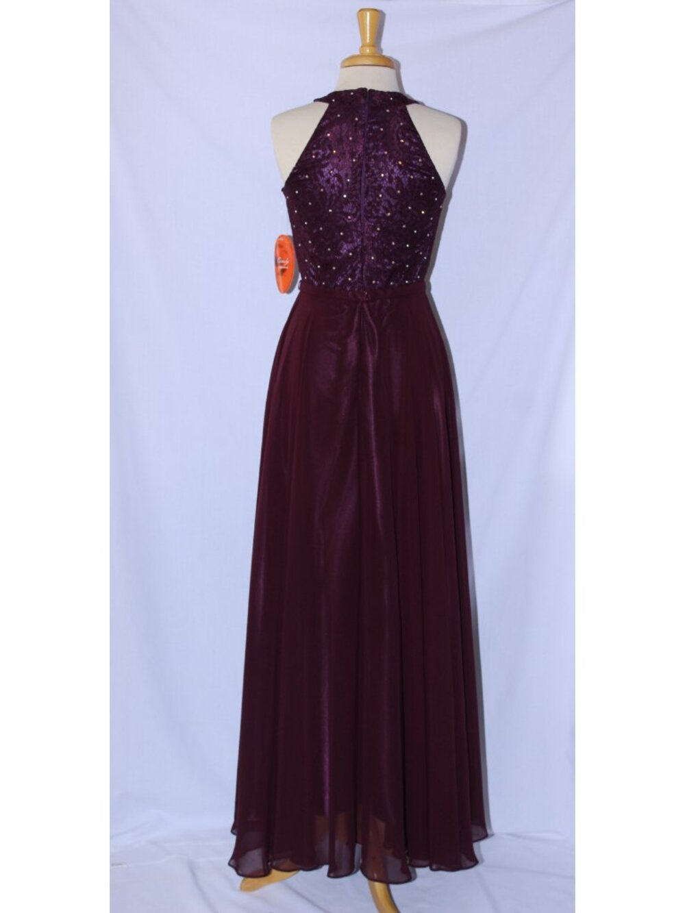 Cindy #1557 Chiffon & Lace Formal Evening Bridesmaid Gown-Size S-PLUM-NWT - Picture 3 of 6